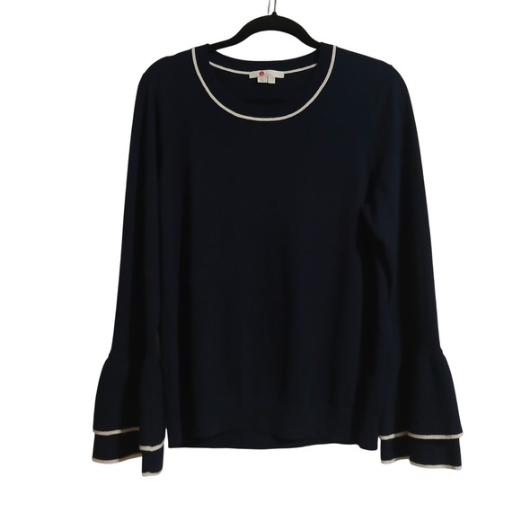 Boden Sweaters - Boden Navy‎ Blue Bell Sleeve Sweater with Contrast Trim Women's US 14